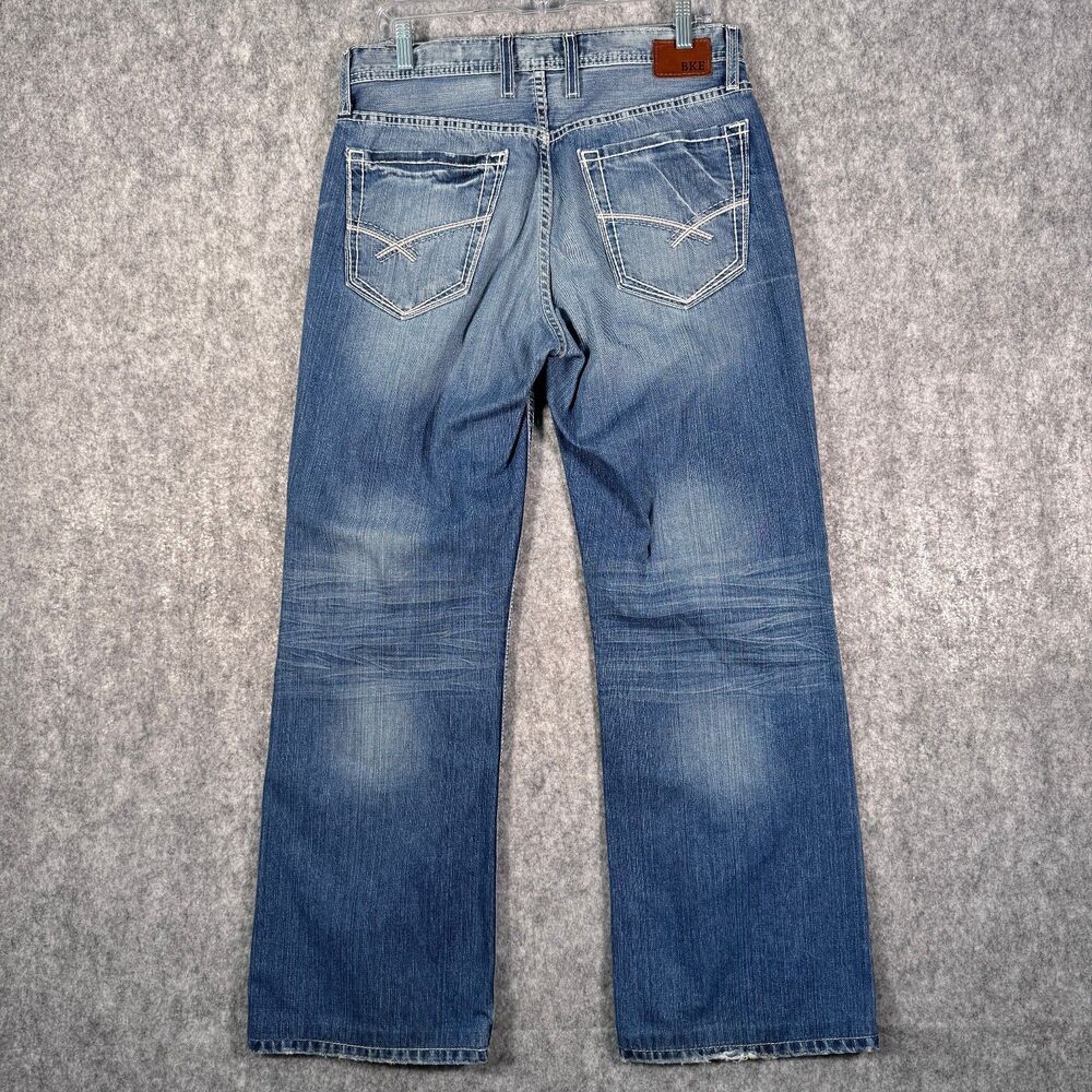 BKE Tyler Jeans Mens 32x31 Mens Blue Denim Has Some Heel Drag - Picture 6 of 9